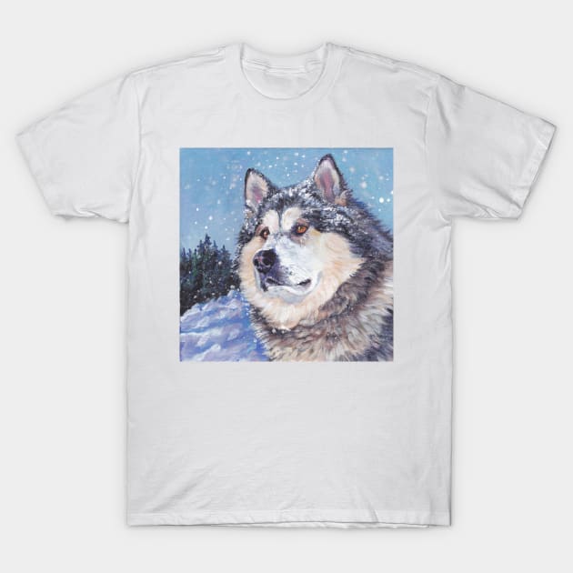 Alaskan Malamute Fine Art Painting T-Shirt by LASHEPARD